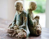 Déco de table asiatique - Figures de moines en bois
