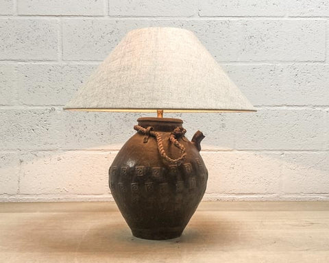 Dark brown rustic table lamp