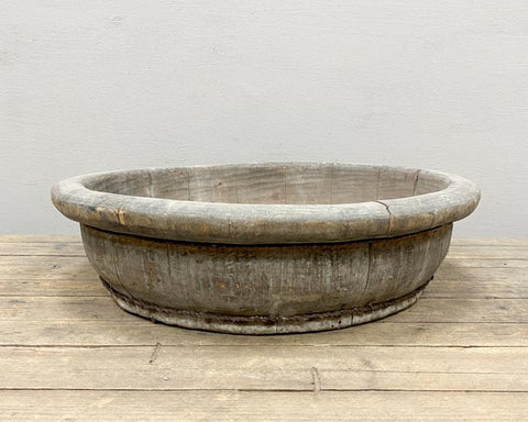 Antique Chinese round wooden basin