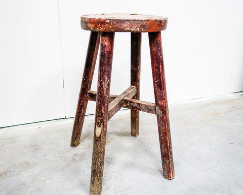 Vintage weathered round stool