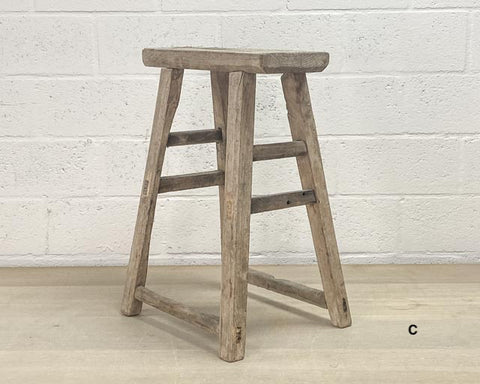 Antique weathered rectangular stool